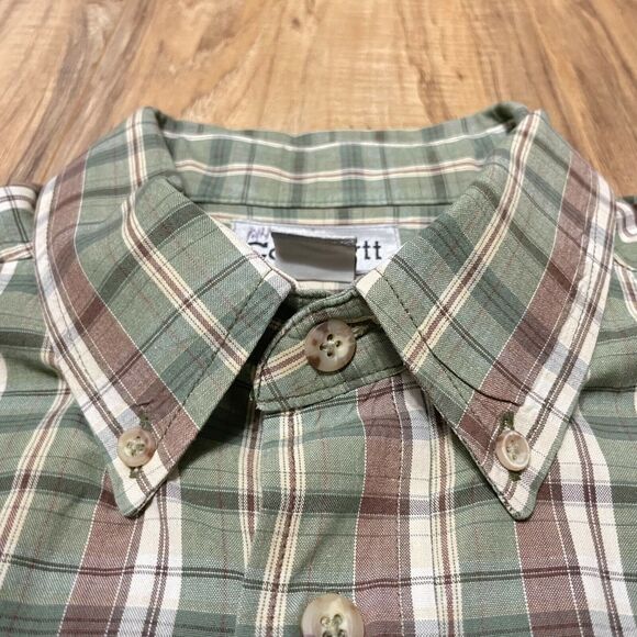 Carhartt Men's Large Green Brown Plaid Short Sleeve Button Down Shirt - GUC - Picture 10 of 10